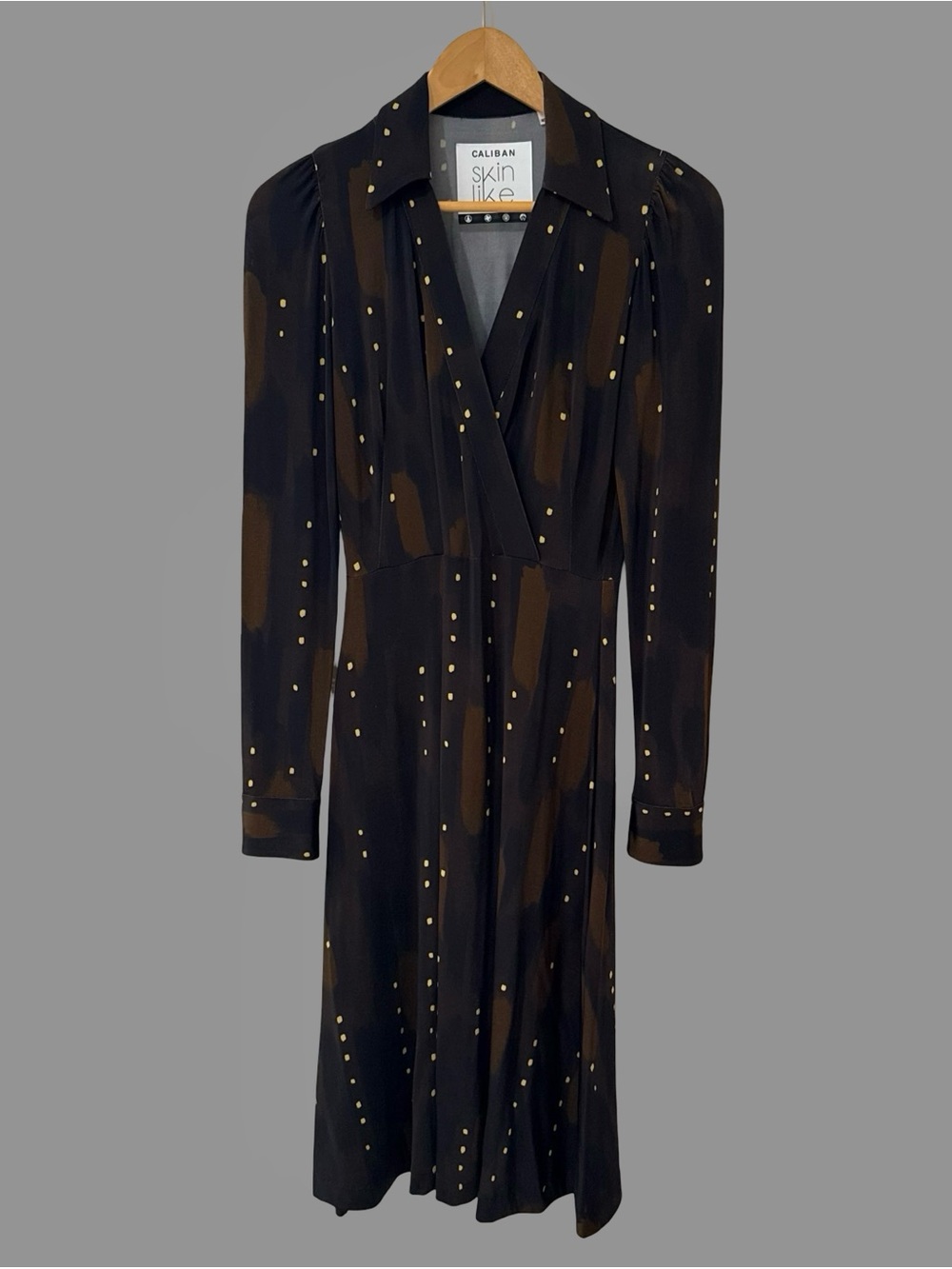 Caliban Skin Like Collared V-Neck Long Sleeve Knee Length Dress IT40/ S ($450)